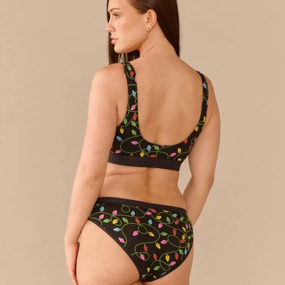 Nordstrom Womens Seasonal Style Holiday Lights Bralette Bra Stretch Scoop Neck - Picture 3 of 8